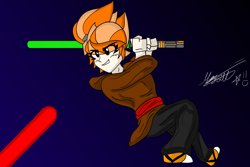 Size: 6300x4200 | Tagged: safe, artist:max rider, sunset shimmer, human, equestria girls, force, humanized, jedi, lightsaber, manga style, original, star wars, weapon