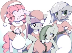 Size: 1023x747 | Tagged: safe, artist:skippy_the_moon, limestone pie, marble pie, maud pie, pinkie pie, earth pony, pony, clothes, pie sisters, sisters