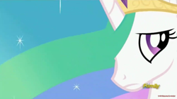 Size: 1366x768 | Tagged: safe, screencap, princess celestia, alicorn, pony, celestial advice, discovery family logo, female, mare, sad, solo