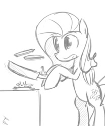 Size: 500x600 | Tagged: safe, artist:taco-slayer, fluttershy, pegasus, pony, cooking, food, pan, pancakes, solo, stove