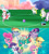 Size: 590x659 | Tagged: safe, derpibooru import, edit, edited screencap, screencap, applejack, fluttershy, gummy, pinkie pie, rainbow dash, rarity, spike, twilight sparkle, twilight sparkle (alicorn), alicorn, dragon, earth pony, pegasus, pony, unicorn, my little pony: pony life, caption, comparison, donnycorn, image macro, logo, mane seven, mane six, meme, pony life drama, pony life drama drama, powerpuff girls 2016, text