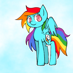 Size: 700x700 | Tagged: safe, artist:destroyer_aky, derpibooru import, rainbow dash, pegasus, pony, colored pupils, pixiv, solo