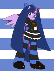 Size: 1100x1440 | Tagged: safe, artist:p_batao, derpibooru import, twilight sparkle, twilight sparkle (alicorn), alicorn, semi-anthro, anarchy stocking, panty and stocking with garterbelt, pixiv, solo