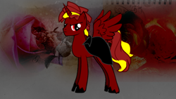 Size: 1024x576 | Tagged: safe, artist:babipenam, derpibooru import, oc, oc only, oc:lobo negro, alicorn, pony, pony creator, alicorn oc, solo, vangun, wallpaper