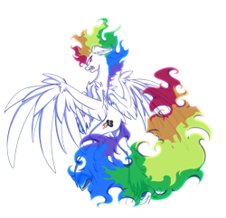 Size: 1400x1354 | Tagged: safe, artist:mingraine, derpibooru import, rainbow dash, pegasus, pony, alternate cutie mark, female, mane of fire, mare, rear view, rearing, simple background, solo, spread wings, standing, super rainbow dash, super saiyan, transparent background, wings