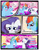 Size: 3500x4500 | Tagged: safe, artist:becauseimpink, derpibooru import, elusive, rainbow blitz, rainbow dash, rarity, pegasus, pony, unicorn, comic:transition, cake, comic, dialogue, facehoof, floppy ears, food, male, rule 63, sad, stallion, transgender, unshorn fetlocks