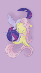 Size: 720x1280 | Tagged: safe, artist:garaganzya, derpibooru import, fluttershy, twilight sparkle, twilight sparkle (alicorn), alicorn, pegasus, pony, female, hug, lesbian, mare, shipping, twishy