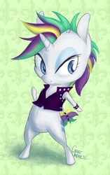 Size: 836x1331 | Tagged: safe, artist:gracewolf, rarity, pony, unicorn, it isn't the mane thing about you, alternate hairstyle, bipedal, chibi, punk, raripunk, solo