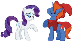 Size: 6511x3745 | Tagged: safe, artist:petraea, rarity, oc, oc:sun fire, pony, unicorn, clothes, hat, high res, male, simple background, stallion, transparent background, vector