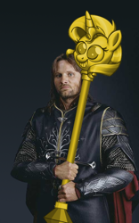 Size: 500x800 | Tagged: safe, edit, sunset shimmer, human, anduril, aragorn, armor, irl, irl human, looking at you, lord of the rings, photo, scepter, solo, sword, twilight scepter, wat, weapon