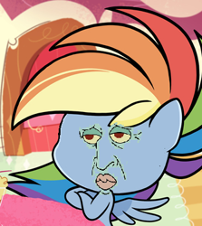 Size: 334x375 | Tagged: safe, derpibooru import, edit, edited screencap, screencap, rainbow dash, pegasus, pony, my little pony: pony life, cropped, cursed image, faic, female, handsome, handsome squidward, mare, meme, solo, spongebob squarepants, squidward tentacles, the two faces of squidward