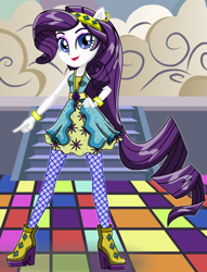 Size: 371x486 | Tagged: safe, artist:unicornsmile, rarity, dance magic, equestria girls, spoiler:eqg specials, clothes, dress, looking at you, ponied up, pony ears, smiling, solo, starsue