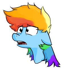 Size: 862x957 | Tagged: safe, artist:dark shadow, derpibooru import, rainbow dash, pegasus, pony, bust, disgusted, floppy ears, open mouth, portrait, sad, scared, solo