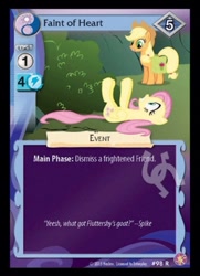 Size: 640x882 | Tagged: safe, applejack, fluttershy, earth pony, pegasus, pony, absolute discord, card, ccg, enterplay, fainting goat, watermark