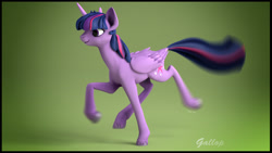 Size: 1920x1080 | Tagged: safe, artist:lightningflame, derpibooru import, twilight sparkle, twilight sparkle (alicorn), alicorn, pony, 3d, blender, female, mare, motion blur, running, solo, unshorn fetlocks