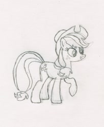 Size: 1037x1273 | Tagged: safe, artist:j4m35c, applejack, earth pony, pony, monochrome, solo, traditional art