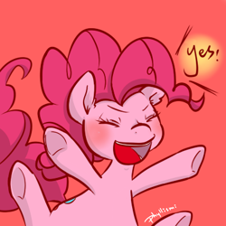 Size: 400x400 | Tagged: safe, artist:phyllismi, part of a set, pinkie pie, earth pony, pony, eyes closed, open mouth, simple background, solo