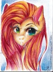 Size: 1024x1389 | Tagged: safe, artist:yioyio, fluttershy, pegasus, pony, bust, looking at you, solo, traditional art