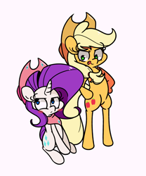 Size: 1500x1800 | Tagged: safe, artist:turtlefarminguy, applejack, rarity, earth pony, pony, unicorn, bipedal, hat