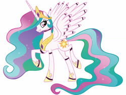 Size: 1024x768 | Tagged: safe, artist:ripped-ntripps, princess celestia, alicorn, pony, animatronic, female, five nights at freddy's, mare, simple background, solo, white background