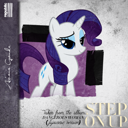 Size: 800x800 | Tagged: safe, artist:penguinsn1fan, artist:sairoch, rarity, pony, unicorn, ariana grande, cover, parody, solo