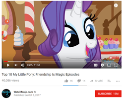 Size: 994x791 | Tagged: safe, edit, edited screencap, screencap, rarity, pony, unicorn, sugarcube corner, watchmojo.com, youtube