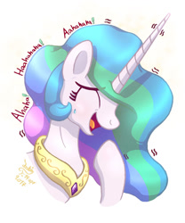 Size: 1250x1500 | Tagged: safe, artist:joakaha, princess celestia, alicorn, pony, celestial advice, cute, cutelestia, eyes closed, laughing, open mouth, simple background, solo, white background