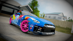 Size: 1920x1080 | Tagged: safe, derpibooru import, rainbow dash, pegasus, pony, car, forza horizon, forza horizon 3, game screencap, hankook tire, itasha, nissan, nissan gt-r, pepsi, video game