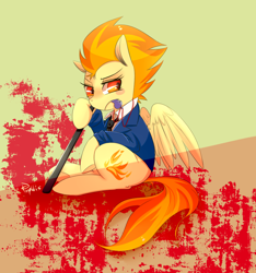 Size: 900x960 | Tagged: safe, artist:phyllismi, derpibooru import, spitfire, clothes, mouth hold, nightstick, sitting, solo, whistle