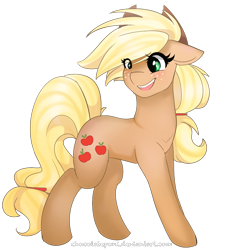 Size: 1000x1000 | Tagged: safe, artist:chocolateponi, applejack, earth pony, pony, applejack's hat, blonde, blonde mane, blonde tail, female, green eyes, mare, orange coat, solo