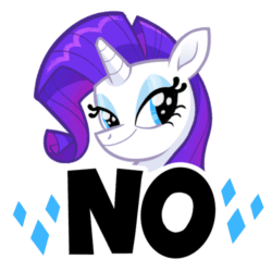 Size: 500x500 | Tagged: safe, artist:jublin, rarity, pony, unicorn, my little pony: the movie, animated, facebook, facebook sticker, faic, gif, no, one eye closed, reaction image, simple background, solo, sticker, white background, wink