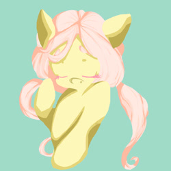 Size: 1000x1000 | Tagged: safe, artist:plushminky, fluttershy, pegasus, pony, alternate hairstyle, bust, eyebrows, eyes closed, lineless, portrait, simple background, solo