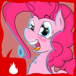 Size: 900x900 | Tagged: safe, artist:askpinkiepyro, artist:hellhounds04, pinkie pie, earth pony, pony, cute, fire, pinkie pyro, smiling, solo, team fortress 2