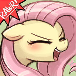 Size: 500x500 | Tagged: safe, artist:lumineko, part of a set, fluttershy, pegasus, pony, avatar, cute, eyes closed, female, flutteryay, lumineko is trying to murder us, mare, open mouth, rawr, rawrvatar, shyabetes, solo, yay