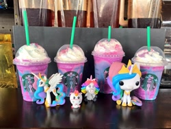 Size: 1200x900 | Tagged: safe, princess celestia, alicorn, pony, duality, female, funko, inside out, mare, pixar, rainbow unicorn, starbucks, toy, unicorn frappuccino