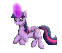 Size: 1398x1188 | Tagged: safe, artist:cjvselinmortal, derpibooru import, twilight sparkle, twilight sparkle (alicorn), alicorn, pony, :3, adorkable, cute, dork, female, glowing horn, magic, mare, prone, simple background, smiling, solo, transparent background, twiabetes, vector