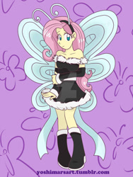 Size: 1024x1365 | Tagged: safe, artist:kasei-yoshi, fluttershy, breezie, equestria girls, clothes, costume, solo, watermark, wings