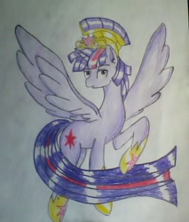 Size: 698x819 | Tagged: safe, artist:macroscopicponies, derpibooru import, dusk shine, prince dusk, twilight sparkle, twilight sparkle (alicorn), alicorn, pony, rule 63, solo, traditional art