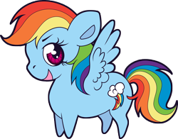 Size: 4296x3371 | Tagged: safe, artist:squeemishness, derpibooru import, rainbow dash, pegasus, pony, backwards cutie mark, chibi, female, looking at you, mare, open mouth, simple background, smiling, solo, spread wings, transparent background, wings