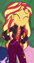 Size: 517x942 | Tagged: safe, screencap, fluttershy, sci-twi, sunset shimmer, twilight sparkle, better together, equestria girls, sunset's backstage pass!, cropped, music festival outfit