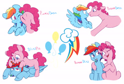 Size: 6600x4500 | Tagged: safe, artist:chub-wub, derpibooru import, bubble berry, pinkie pie, rainbow blitz, rainbow dash, earth pony, pegasus, pony, bubbleblitz, bubbledash, digital art, female, gay, half r63 shipping, lesbian, male, pinkieblitz, pinkiedash, r63 shipping, rule 63, shipping, spread wings, straight, wingboner, wings