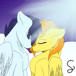 Size: 894x894 | Tagged: safe, artist:batponyblank, derpibooru import, soarin', spitfire, pony, female, male, shipping, soarinfire, straight