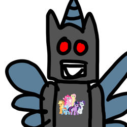 Size: 1000x1000 | Tagged: safe, artist:mylittlebicks, derpibooru import, applejack, fluttershy, pinkie pie, rainbow dash, rarity, twilight sparkle, unicorn twilight, earth pony, pegasus, pony, unicorn, implied roblox, jumping, lego, lego batman, mane six, ms paint, wat, what has science done