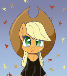 Size: 800x900 | Tagged: safe, artist:heir-of-rick, applejack, earth pony, pony, daily apple pony, chest fluff, clothes, looking at you, sad