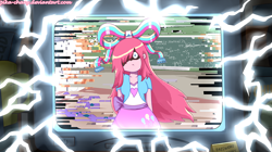 Size: 1280x715 | Tagged: safe, artist:pika-chany, pinkie pie, human, equestria girls, computer, crossover, error, giffany, glitch, gravity falls, pinkamena diane pie, solo, soos and the real girl