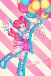 Size: 865x1280 | Tagged: safe, artist:setoya, pinkie pie, equestria girls, balloon, breasts, female, pinkie pies, pixiv, solo