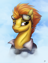 Size: 3000x4000 | Tagged: safe, artist:lupiarts, derpibooru import, spitfire, absurd resolution, bust, goggles, necktie, portrait, solo, unimpressed