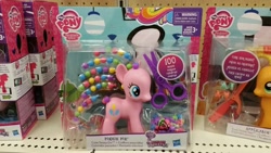 Size: 5312x2988 | Tagged: safe, pinkie pie, earth pony, pony, fashion style, female, hair styling, mare, pink coat, pink mane, toy