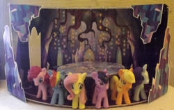 Size: 3256x2058 | Tagged: safe, artist:grapefruitface1, derpibooru import, applejack, fluttershy, pinkie pie, rainbow dash, rarity, twilight sparkle, twilight sparkle (alicorn), alicorn, pony, arts and crafts, craft, diorama, irl, magazine, mane six, missing accessory, papercraft, photo, throne room, toy