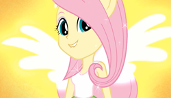 Size: 1245x718 | Tagged: safe, screencap, fluttershy, equestria girls, friendship games, lip bite, ponied up, transformation, wings